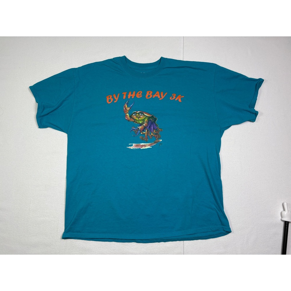 Big Sur Marathon By The Bay 3K Asics Teal Graphic T-Shirt Mens 2XL Pacific Grove